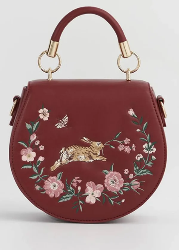 Fable England Running Bunny Saddle Bag Burgundy