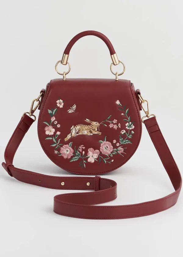 Fable England Running Bunny Saddle Bag Burgundy