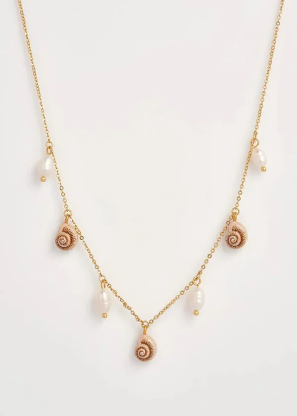 Fable England Sea Snail Charm & Pearl Necklace