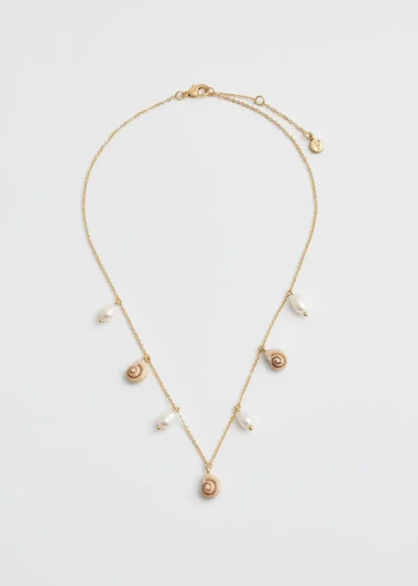 Fable England Sea Snail Charm & Pearl Necklace