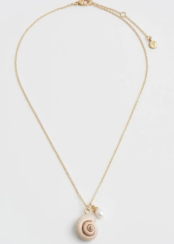 Fable England Sea Snail Shell Pearl Necklace