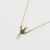 Fable England Swallow & Pearl Necklace Blue