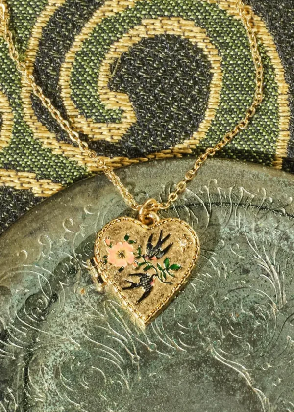 Fable England Swallow Locket Necklace