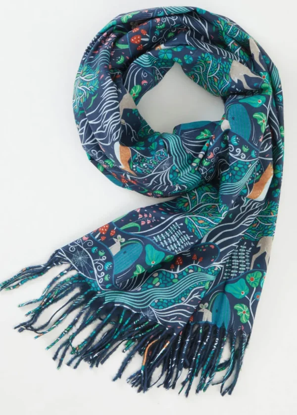 Fable England The Enchanted Tree Scarf Navy