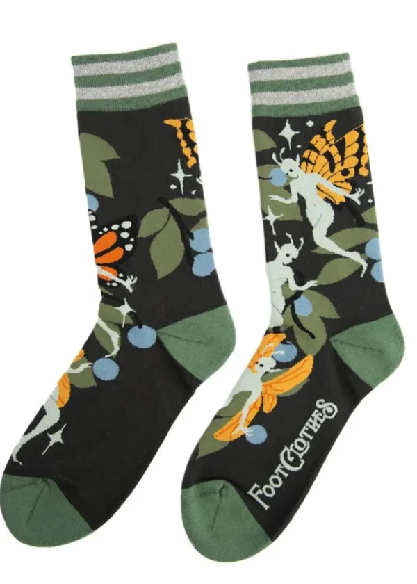 FootClothes Fanciful Fairies Socks Green