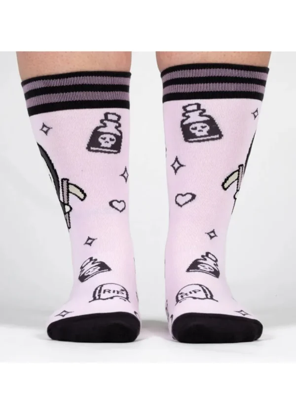 FootClothes Pastel Goth Grim Reaper Socks Pink