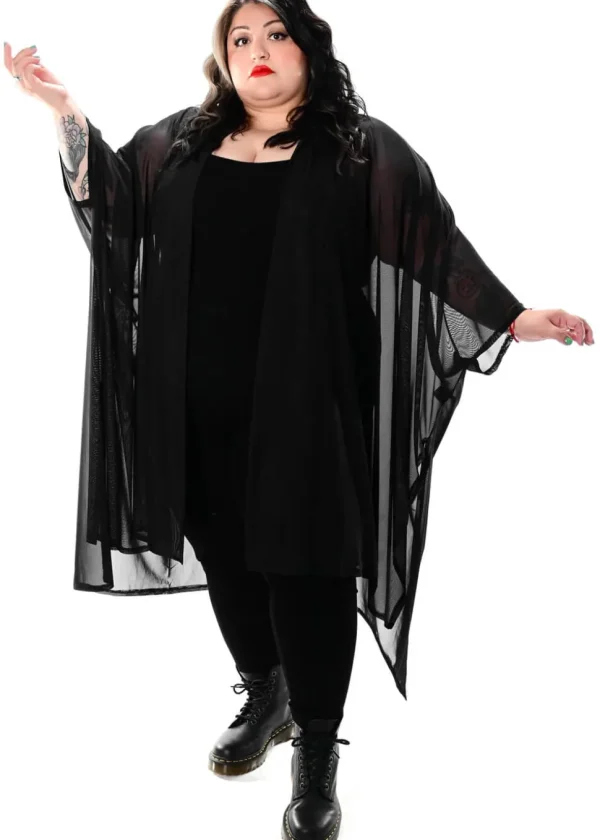 Foxblood Lilith Mesh Oversized Cloak Black