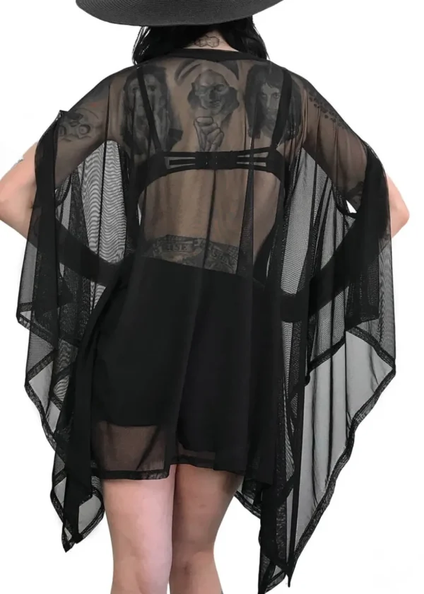 Foxblood Mesh Rhiannon Flowing Tunic Top Black