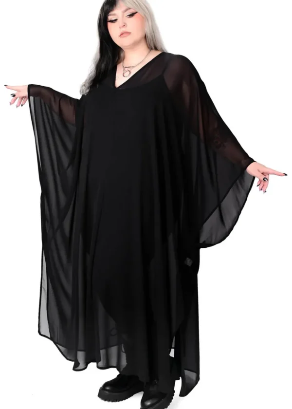Foxblood Petra Chiffon Flowing Kaftan Black