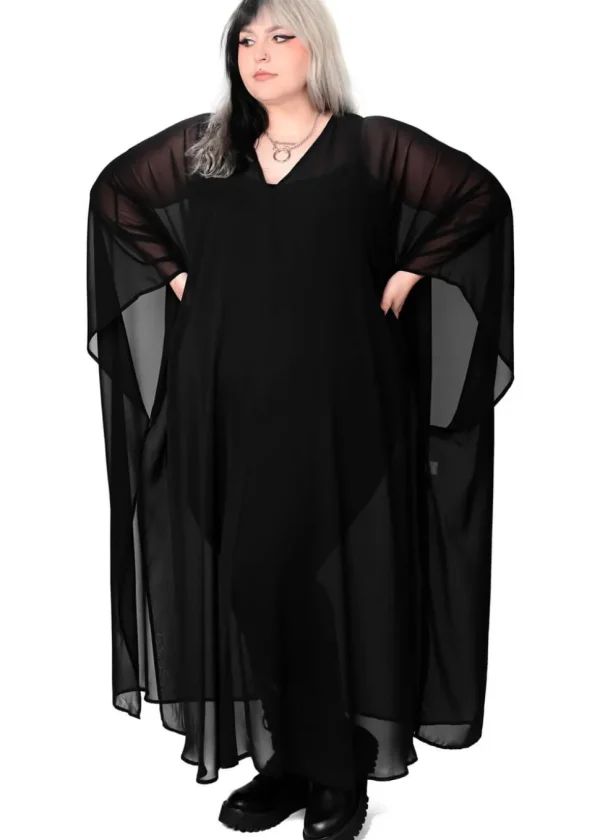 Foxblood Petra Chiffon Flowing Kaftan Black
