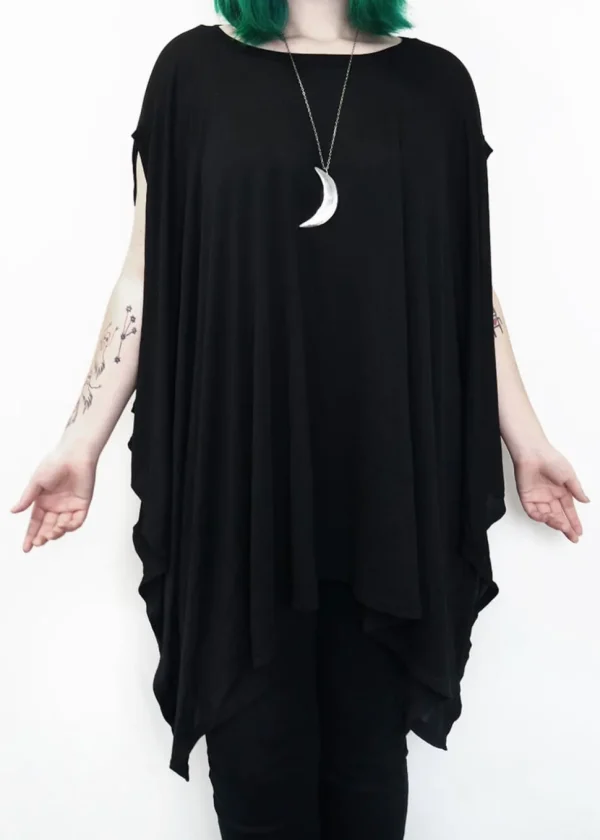 Foxblood Rhiannon Flowing Oversized Tunic Top Black