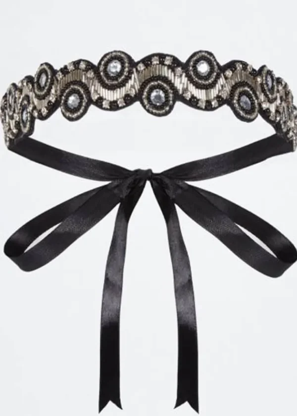 Gatsbylady Eliza 20's Flapper Headband Black Silver