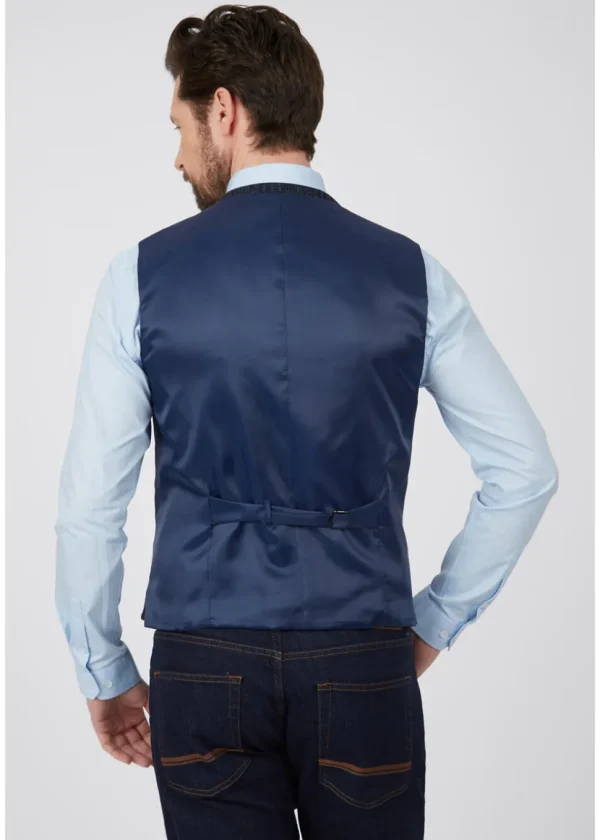 Gibson London Gerard Grouse Check Gilet Navy Black