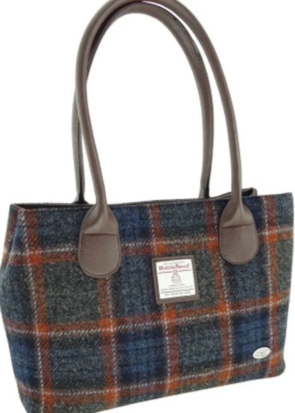 Glen Appin of Schotland Cassley Harris Tartan Tweed Bag Grey Rust