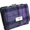 Glen Appin of Schotland Unst Harris Tweed Tartan Clasp Portemonee Wallet Purple