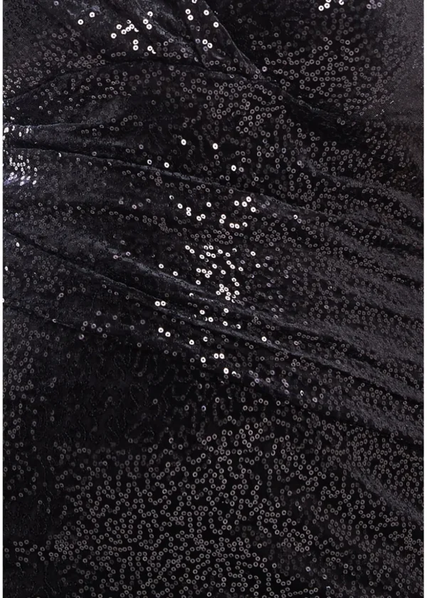 Goddiva Zoe Sequin Velvet Maxi Dress Black