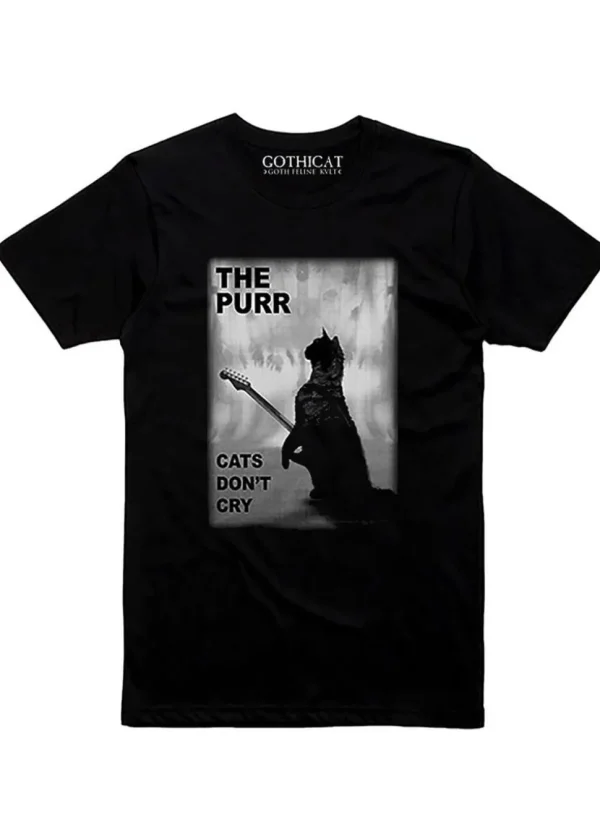 Gothicat The Purr Cats Don't Cry Girly T-Shirt Black