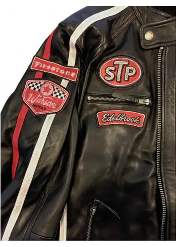 Grand Prix Mens Warson Daytona Leather Race Jacket Black