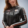 Grand Prix Women's Gulf Racing Leather Jacket Black