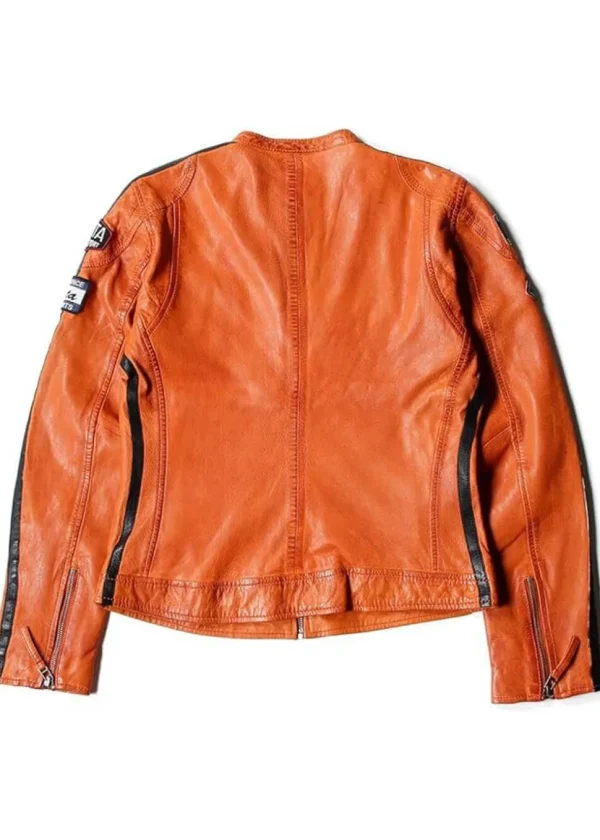 Grand Prix Women's Gulf Racing Leather Jacket Orange