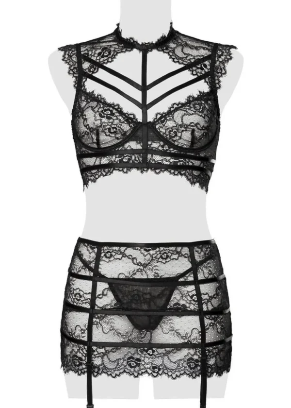 Gray Velvet Lizzy Lace Set Black