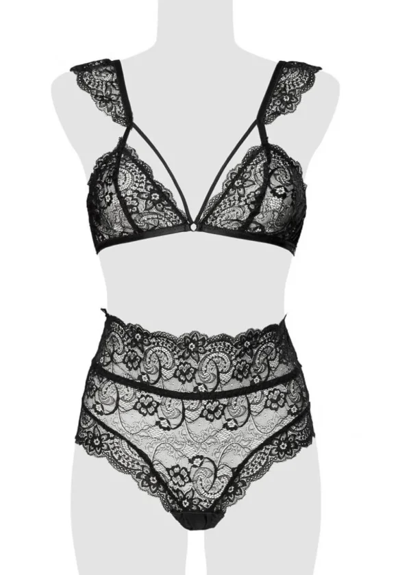 Grey Velvet Gabriella Lace Set Black