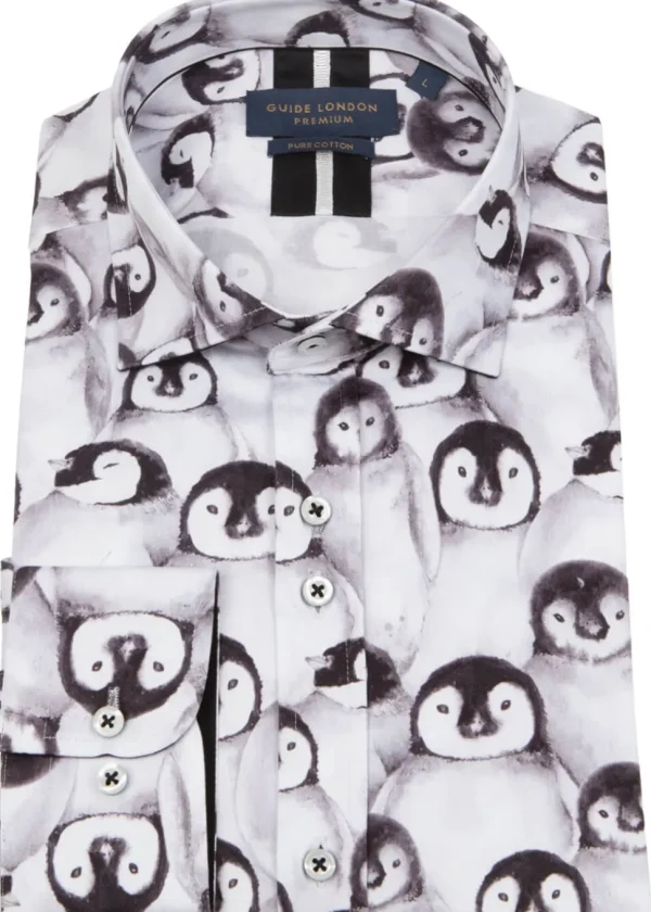 Guide London Mens Penguins Shirt Black White