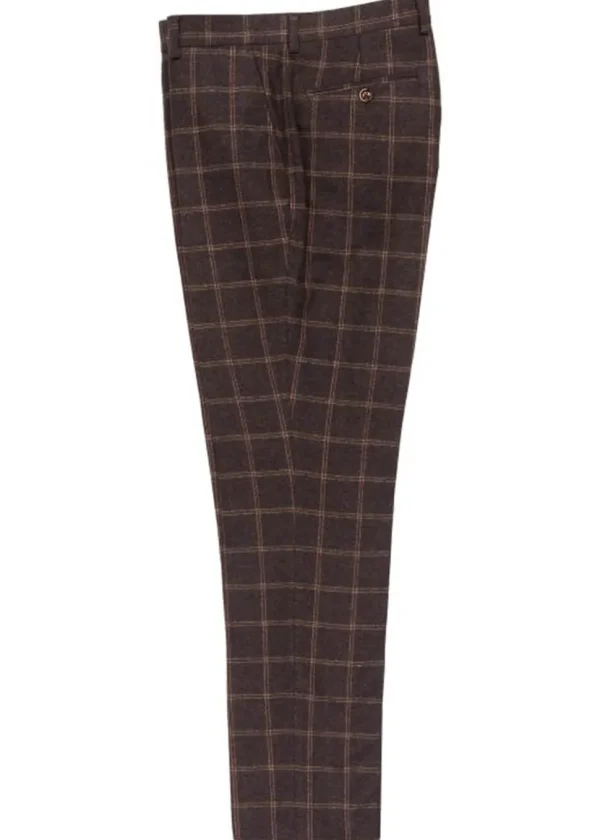 Guide London Mens Roelof Check Trousers Brown