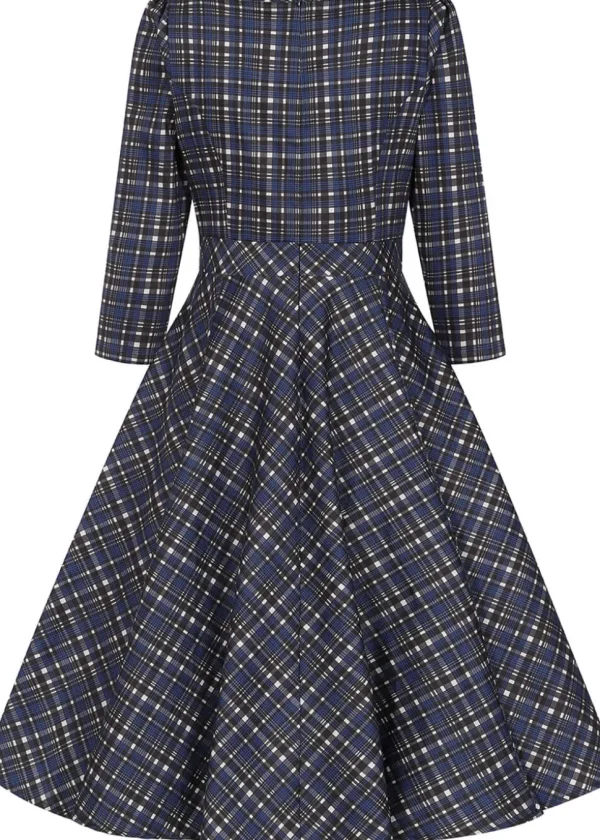 Hearts & Roses Anna Check 50's Swing Dress Navy