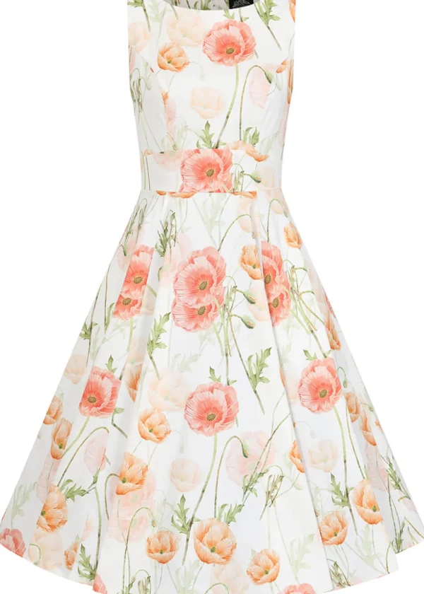 Hearts & Roses Aria Floral 50's Swing Dress White