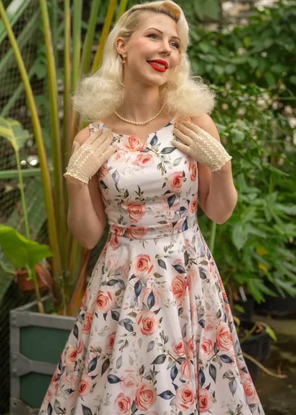 Hearts & Roses Aurora Floral 50's Swing Dress Pink