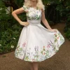 Hearts & Roses Autumn Floral 50's Swing Dress White