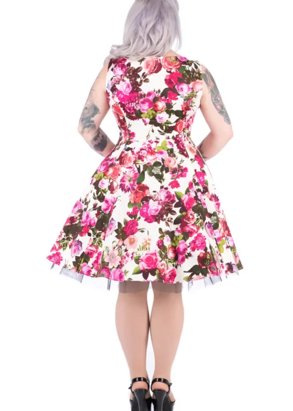 Hearts & Roses Betty Vintage Rose 50's Swing Dress Cream