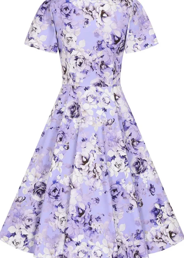 Hearts & Roses Bonnie Floral 50's Swing Dress Blue
