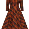 Hearts & Roses Caitlin Check 50's Swing Dress Orange