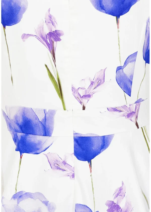 Hearts & Roses Cathy Floral 50's Swing Dress White Blue