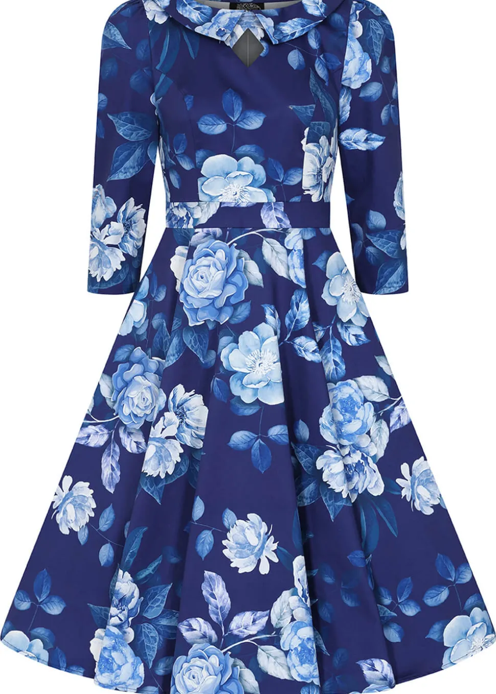 hearts__roses_dafney_flor_1.webp Hearts & Roses Dafney Floral 50's Swing Dress Blue