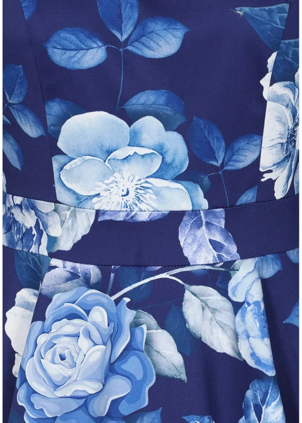 Hearts & Roses Dafney Floral 50's Swing Dress Blue