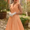 Hearts & Roses Hannah Polkadot 50's Swing Dress Light Orange