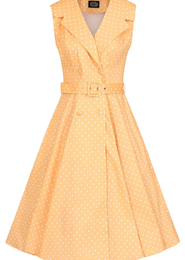 Hearts & Roses Hannah Polkadot 50's Swing Dress Light Orange