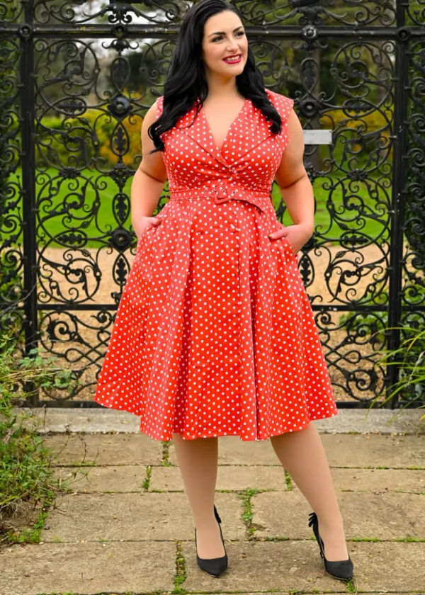 Hearts & Roses Hannah Polkadot 50's Swing Dress Red