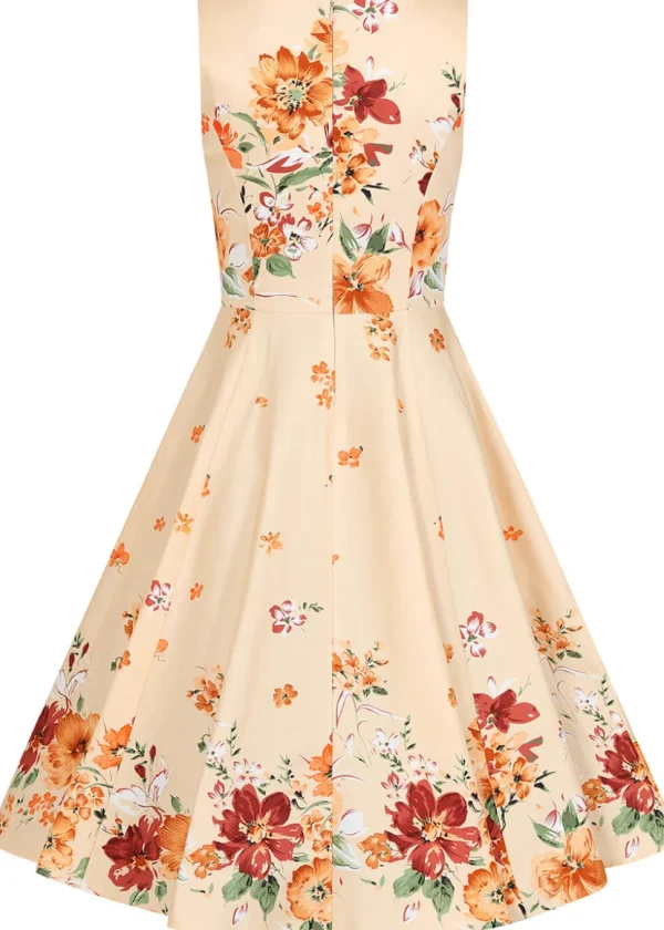 Hearts & Roses Jade Floral 50's Swing Dress Orange