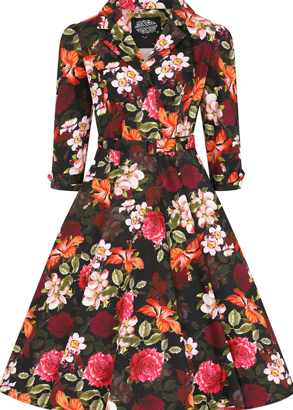 hearts__roses_kali_floral_0.webp Hearts & Roses Kali Floral 50's Swing Dress Black