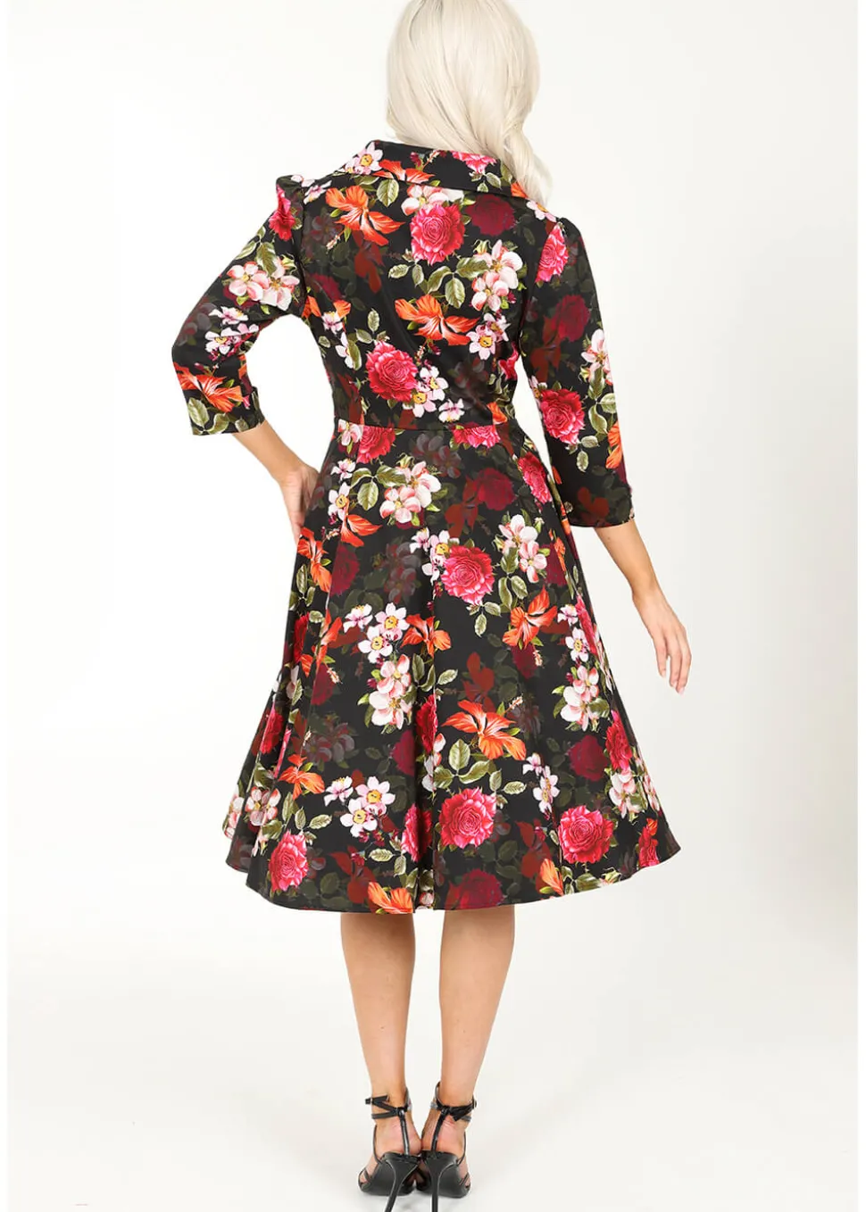 hearts__roses_kali_floral_4.webp Hearts & Roses Kali Floral 50's Swing Dress Black