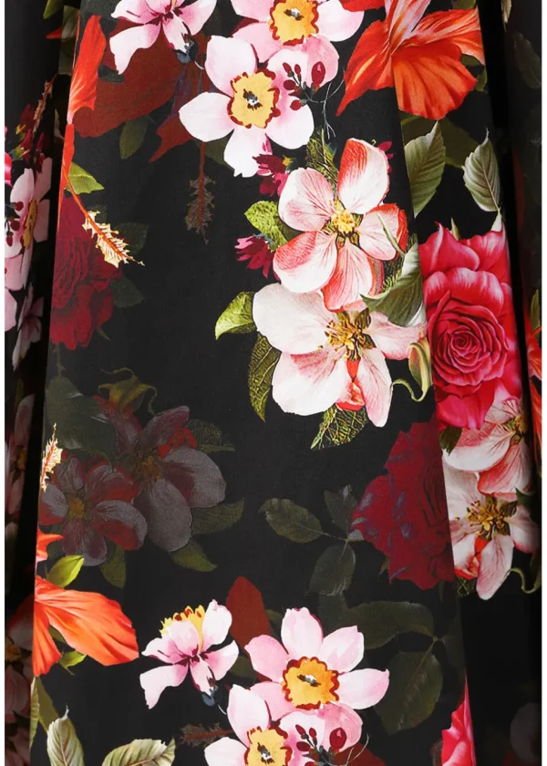Hearts & Roses Kali Floral 50's Swing Dress Black