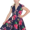 Hearts & Roses Kids Midnight Garden 50's Swing Dress Navy