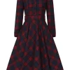 Hearts & Roses Kim Tartan 50's Swing Dress Red