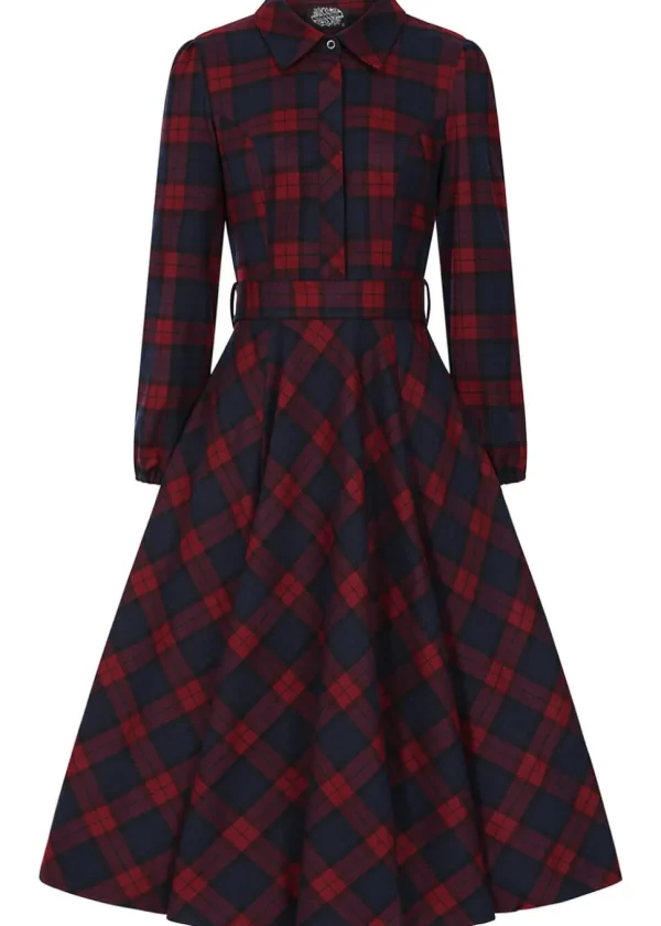 Hearts & Roses Kim Tartan 50's Swing Dress Red