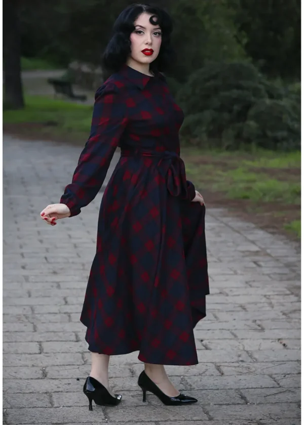 Hearts & Roses Kim Tartan 50's Swing Dress Red