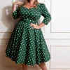 Hearts & Roses Kylie Polkadot 50's Swing Dress Green